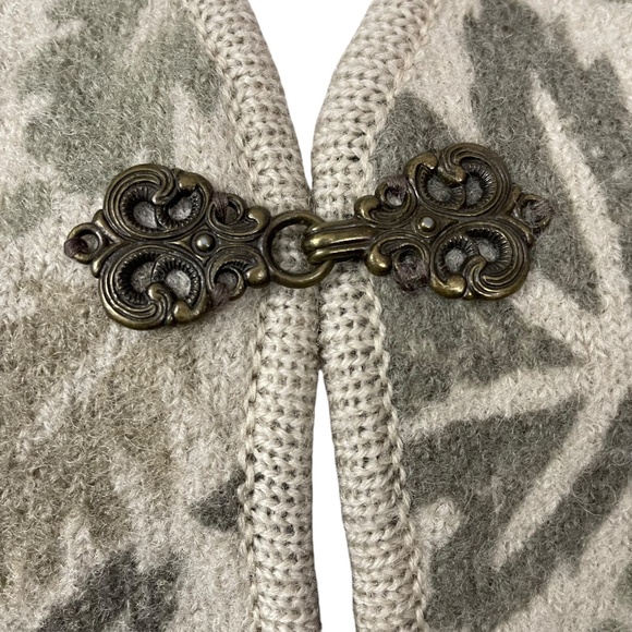 100% Wool Embroidered Vest S Woolrich Maple Leaves Boiled V-Neck Metal Clasp - Picture 8 of 15